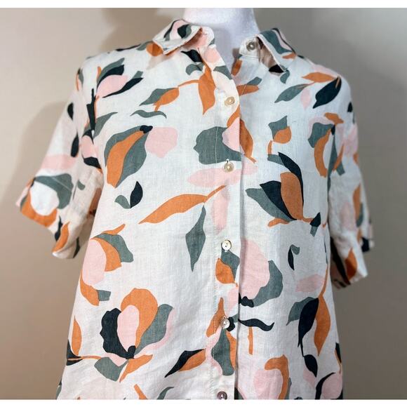 Rachel Zoe Floral Linen Button Front Mini Shirt Dress Size Small - Picture 2 of 8